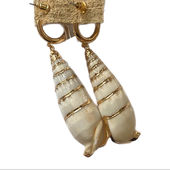 Anthropologie Seashell Drop Hoop Earrings nwt - Picture 4 of 6